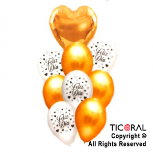 SET DE GLOBOS PREMIUM FELIZ DIA ROSA GOLD x 1